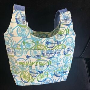 Rock flower paper Bicycle Hobo Crossbody Bag Cotton Canvas 13”x10”x5” Medium